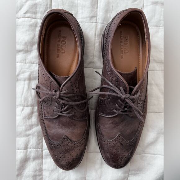 Polo Ralph Lauren Moseley Wingtip Oxford Perforated Mens Dress Shoes - 9.5D - Picture 1 of 8